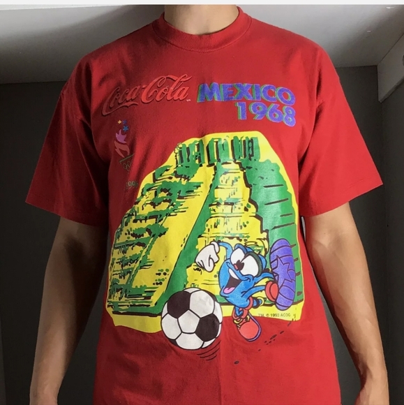 Vintage 90s coca-Cola summer olympics Soccer Bootleg Shirt Size XL - Picture 7 of 11